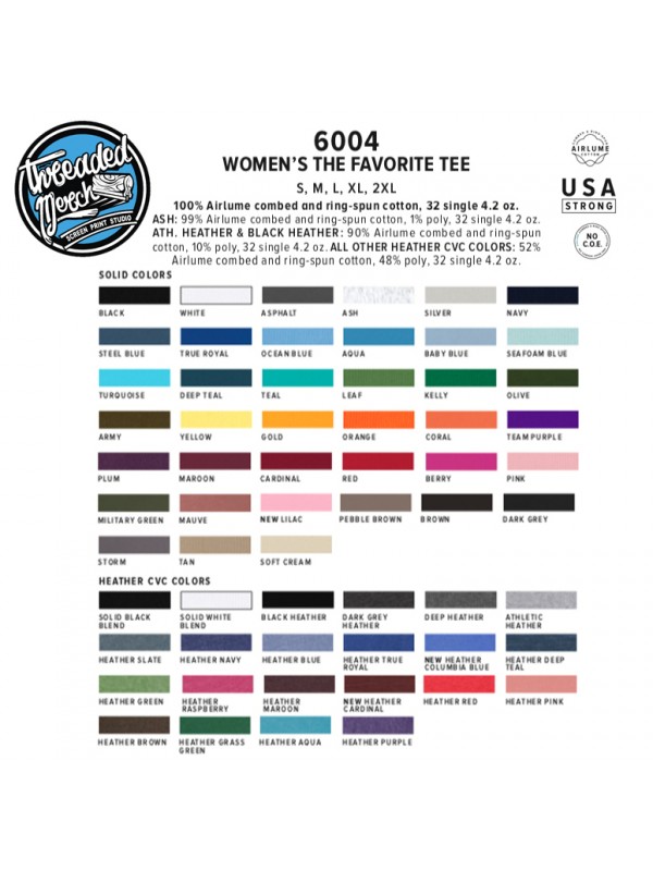 Download 25 Silk Screen Printed Ladies Premium Crew Tees Bella Canvas 6004 Ladies The Favorite T Shirt Threaded Merch Silk Screen Studio