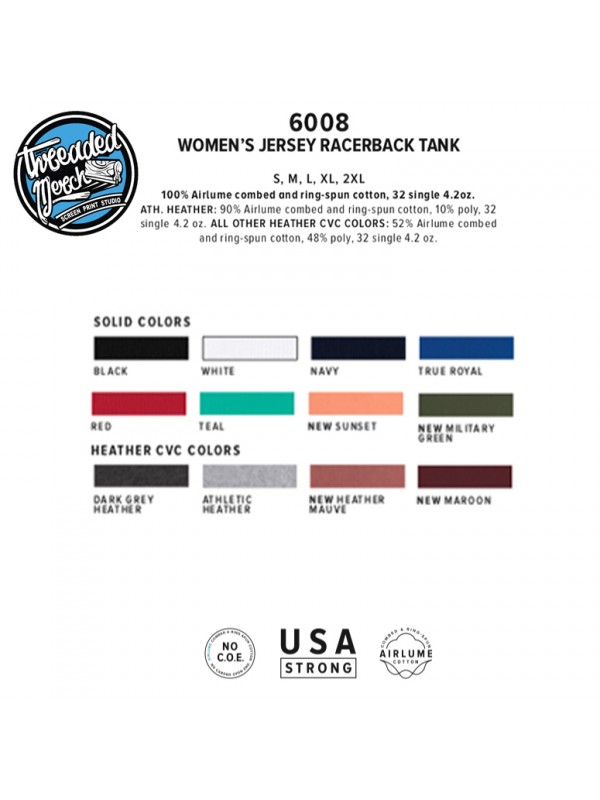 Download 25 Silk Screen Printed Premium Bella Canvas 6008 Women S Jersey Racerback Tank With Your Uploaded Design Threaded Merch Silk Screen Studio