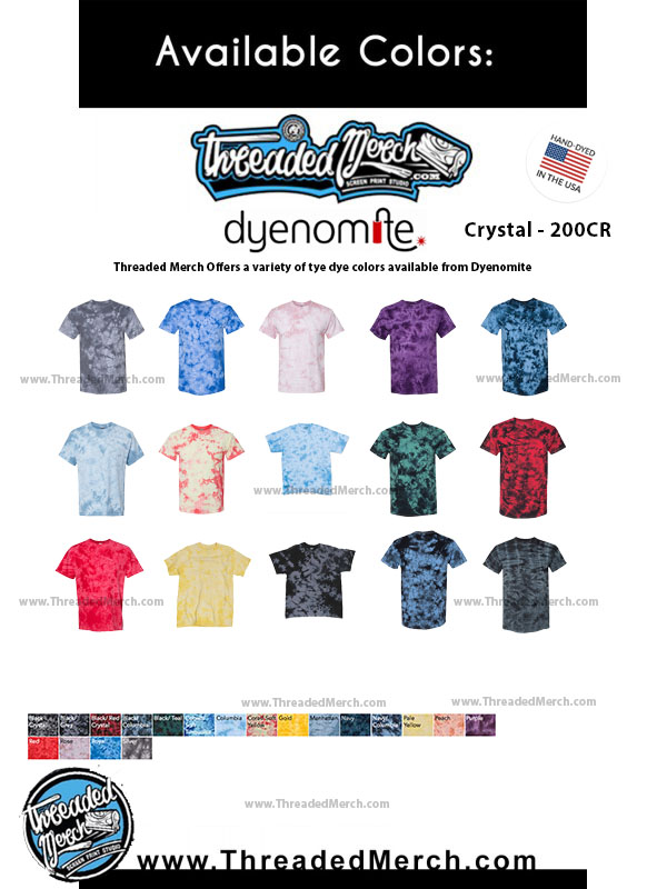 dynomite Crystal Tiedye T-shirt 200CR color swatch - Color Chart  - Threaded Merch - Palmdale Screen Printing - Los Angeles Best Graphic Design Services - Web Designer - Logo Design