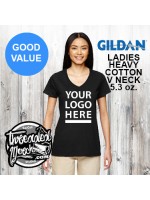 Gildan #G500VL Gildan Ladies' Heavy Cotton™ 5.3 oz. V-Neck T-Shirt