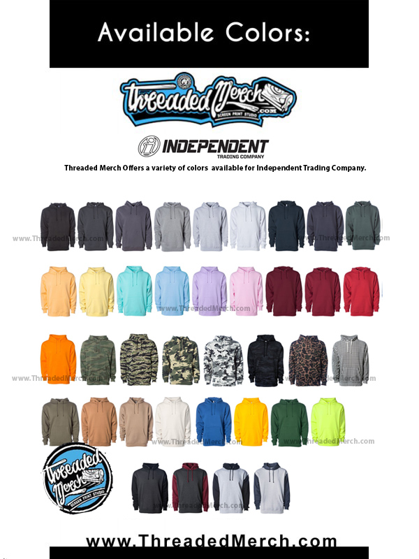 Independent trading company - IND4500 Hooded Pull Over Color Chart  - Threaded Merch - Palmdale Screen Printing - Los Angeles Best Graphic Design Services - Web Designer - Logo Design