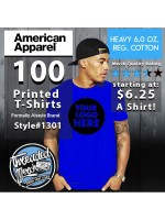100 AMERICAN APPAREL 1301 Custom Screen Printed T Shirts Special