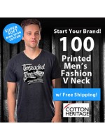 100 Custom Screen Printed Mens V-Neck - Fashion Ring Spun Special MC1047