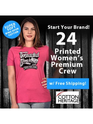 24 Custom Screen Printed Women's Premium Crew Tees