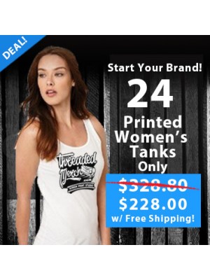 24 Custom Screen Printed Women's Racer Back Tank Special