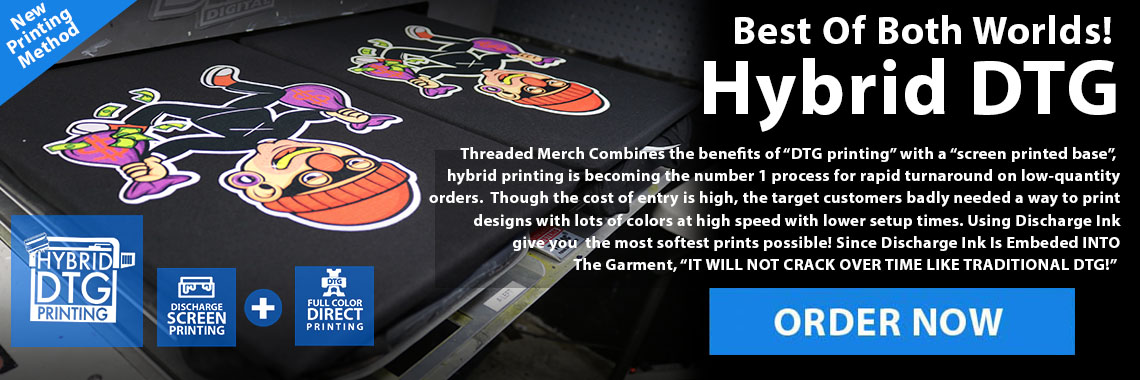 Hybrid DTG - Hybrid Direct To Garment Printing - Discharge - DTG - Threaded Merch