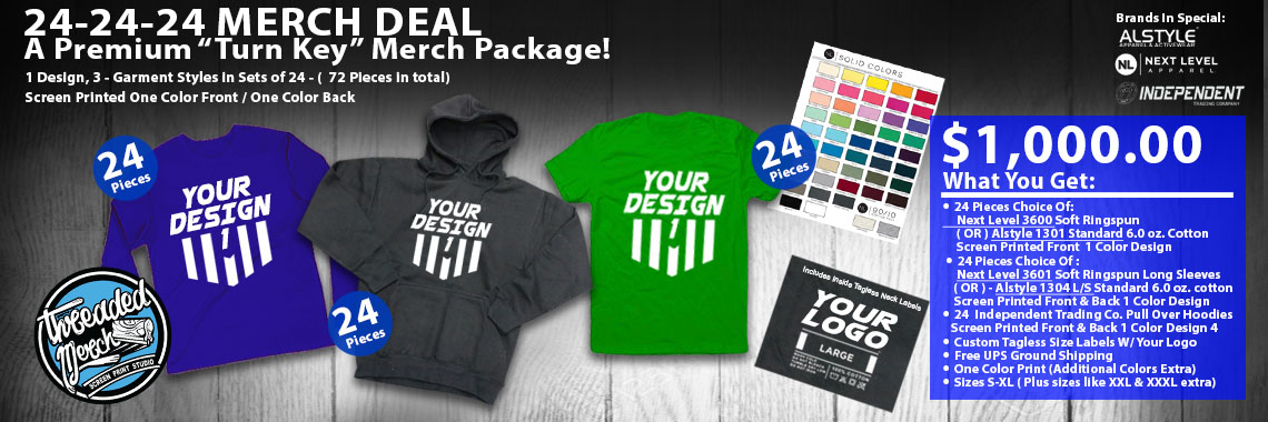 Threaded Merch Screen Printing Specials with Free Shipping!