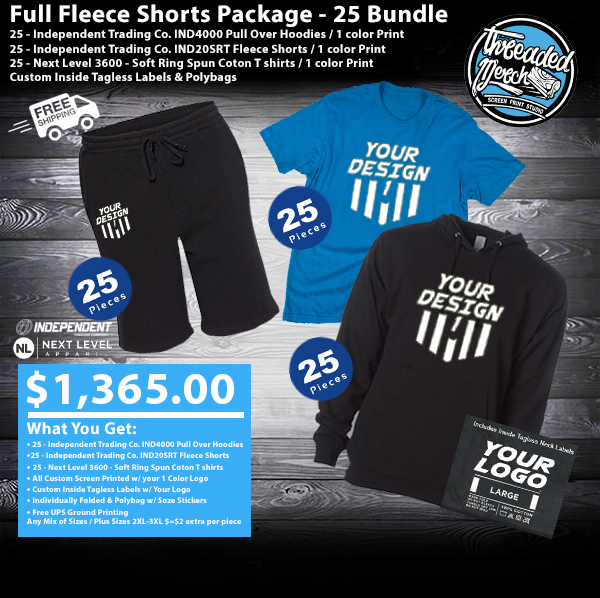 Independent Trading Company Hoodies & Fleece Pants Screen Printed Bundle - Threaded Merch Screen Printing Specials with Free Shipping!